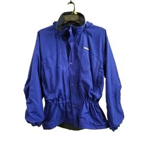Vintage PATAGONIA Hooded Rain Jacket Blue Storm Breathable Men’s Size L Pockets